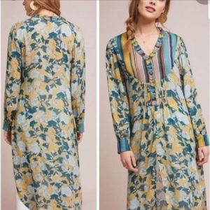 Anthro Bl^nk London Floral Tunic Teal Yellow